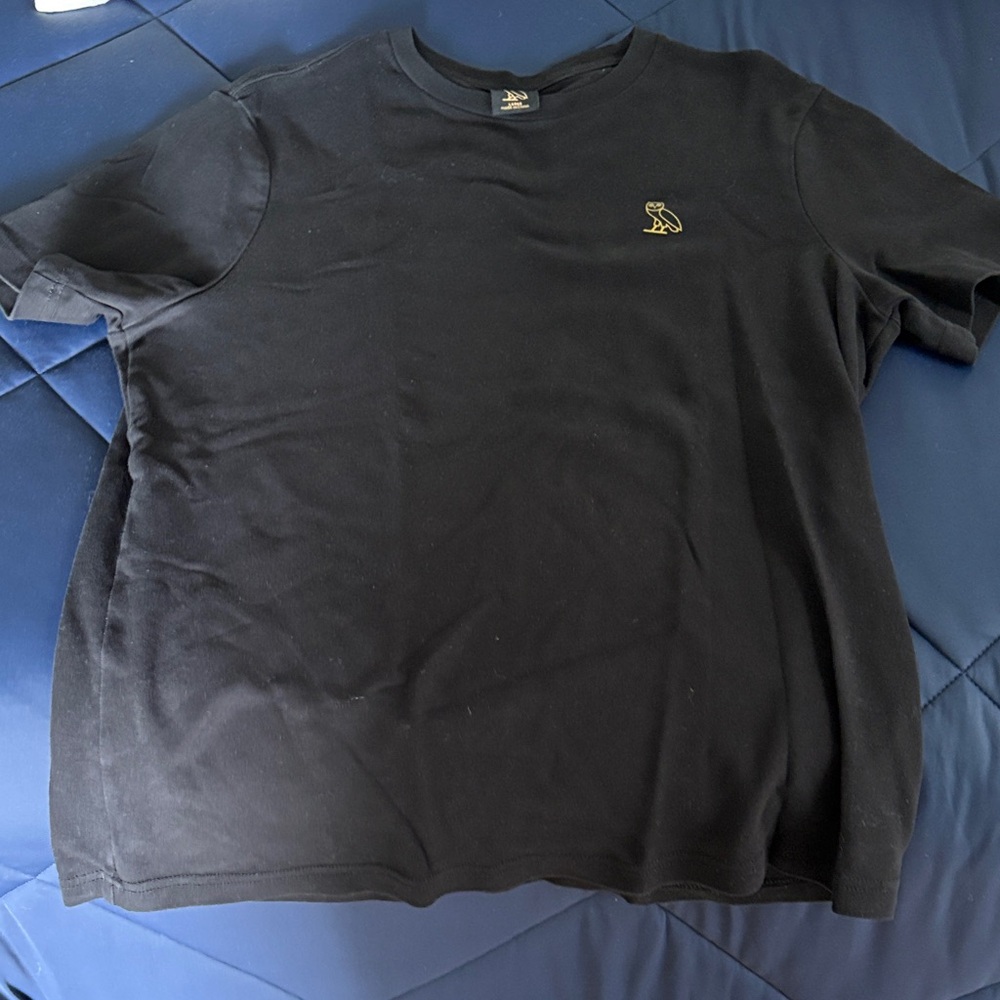OVO Black Tee with Gold Owl Emblem